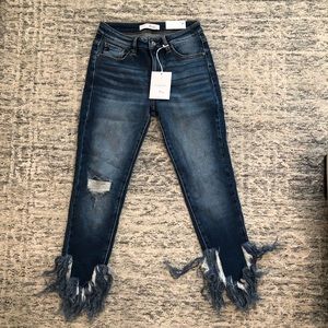 Kancan frayed ankle denim